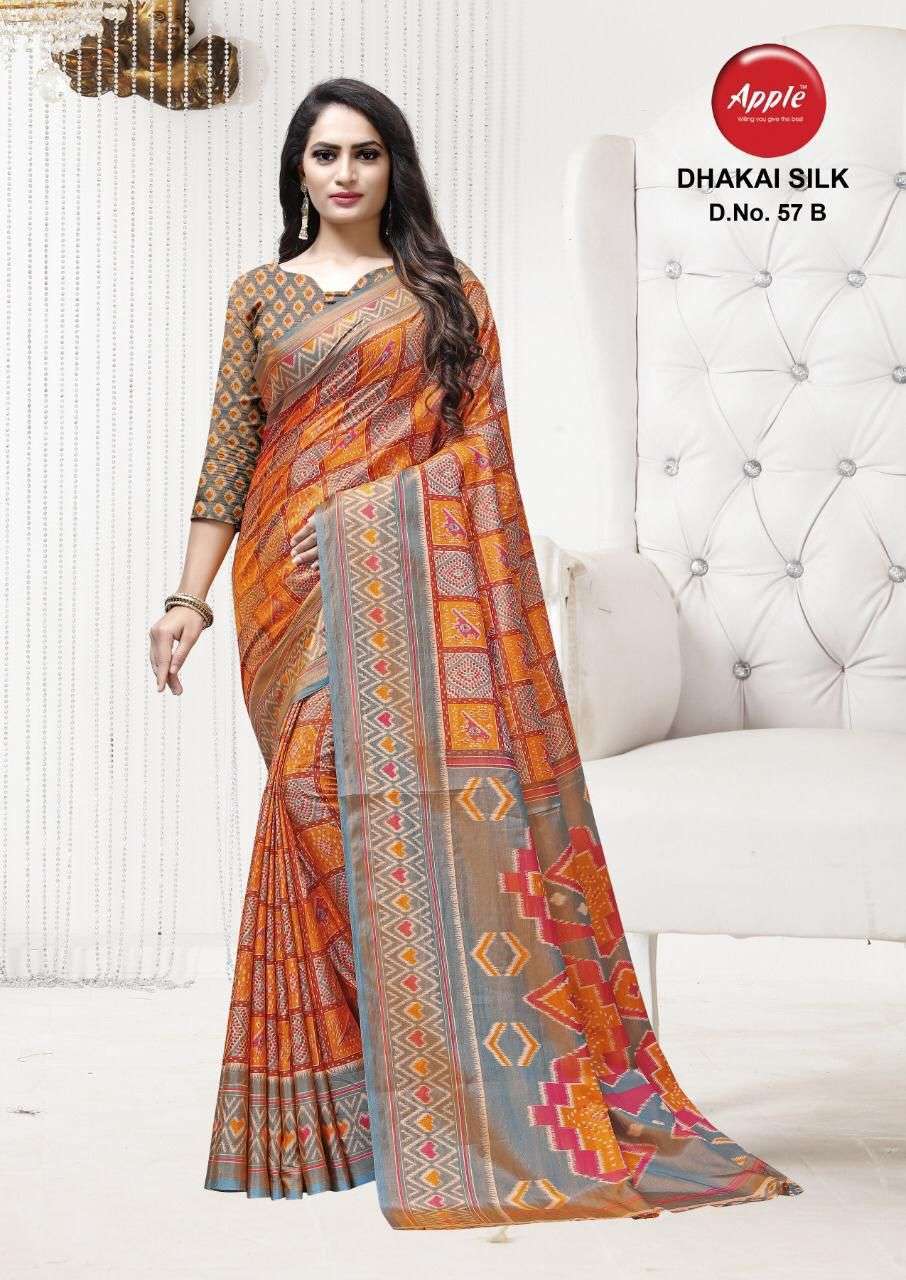 apple dhakai silk 4 colors matching saree