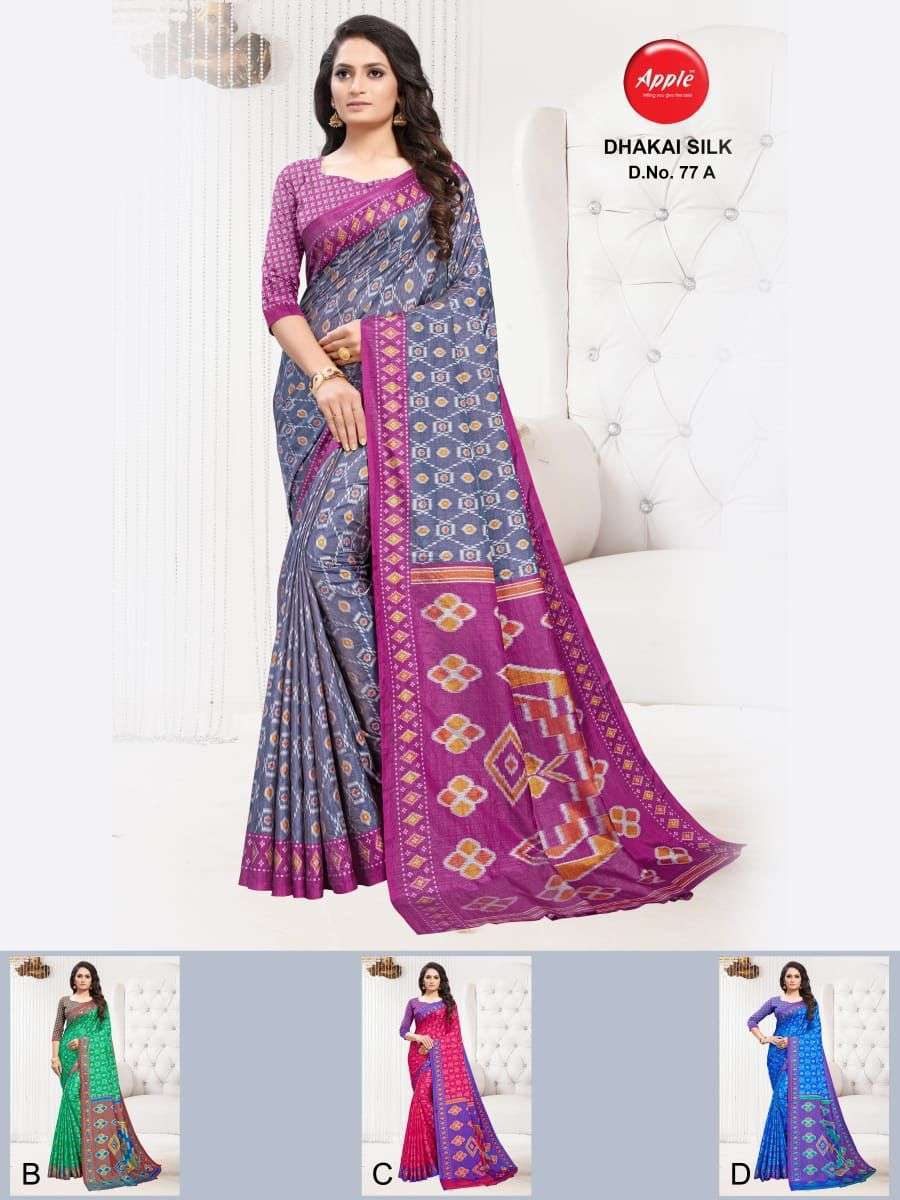 apple dhakai silk 4 colors matching saree