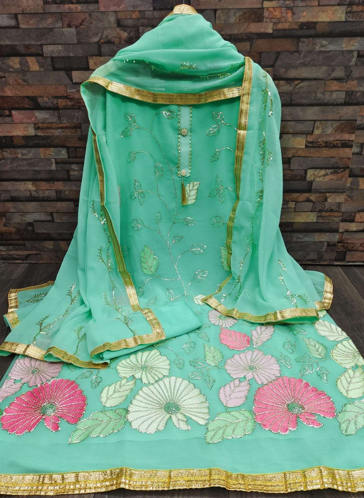 BT-07 DESIGNER FAUX GEORGETTE SEQUENCE WORK NON CATALOG SUIT 
