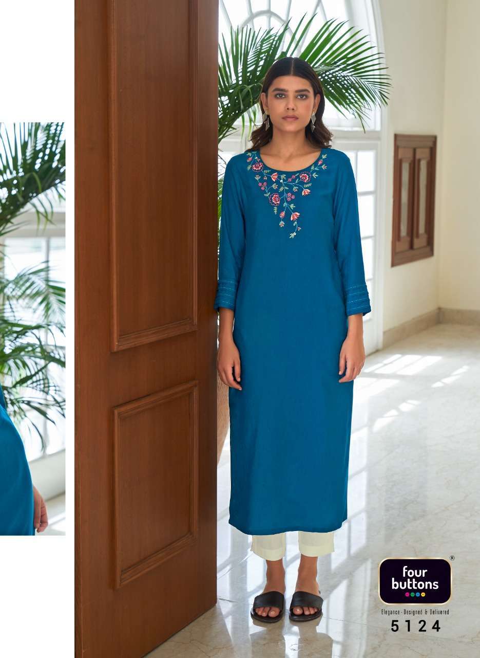 four buttons colors vol 12 series 5121-5128 heavy viscose kurti 