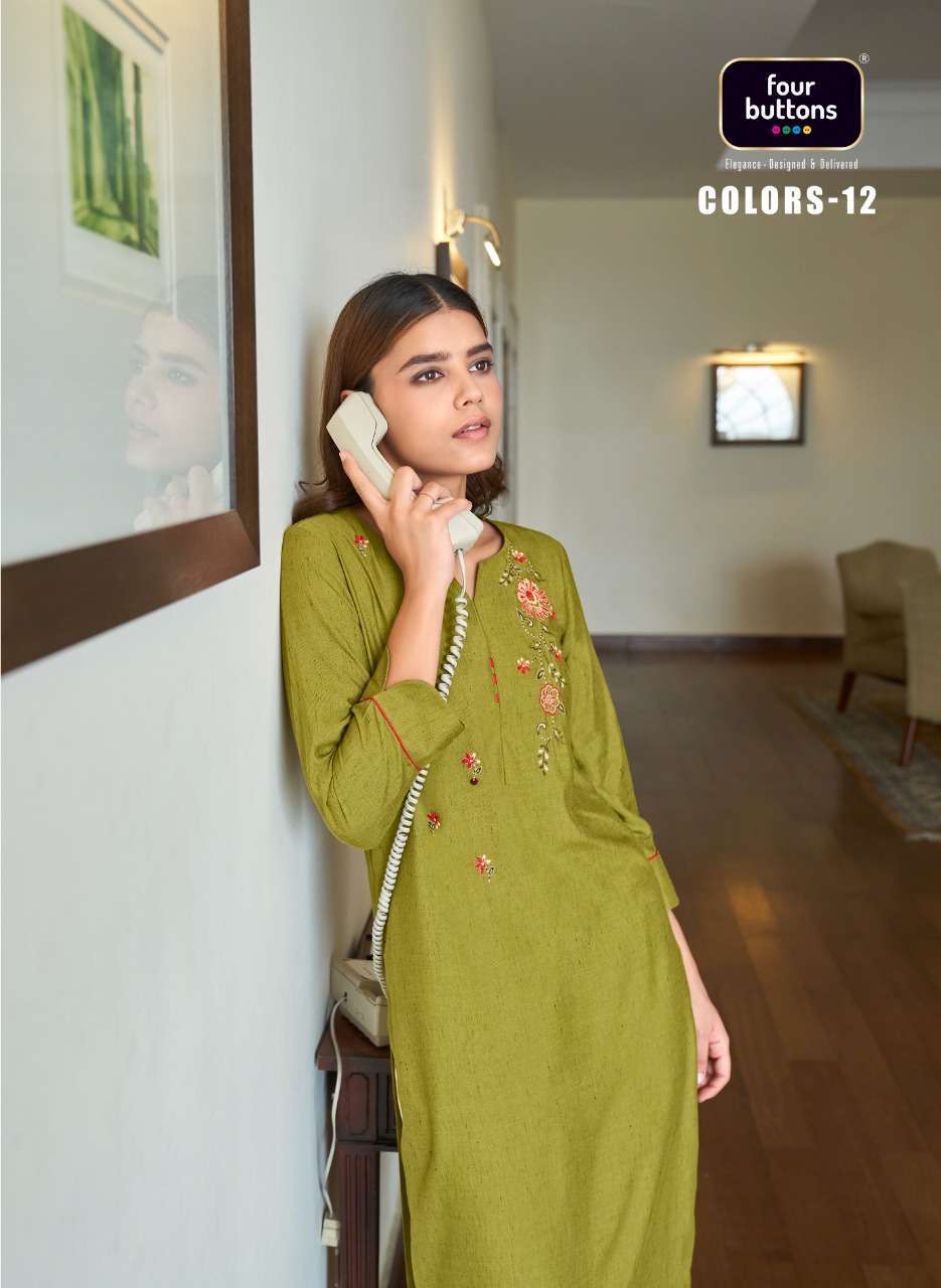 four buttons colors vol 12 series 5121-5128 heavy viscose kurti 