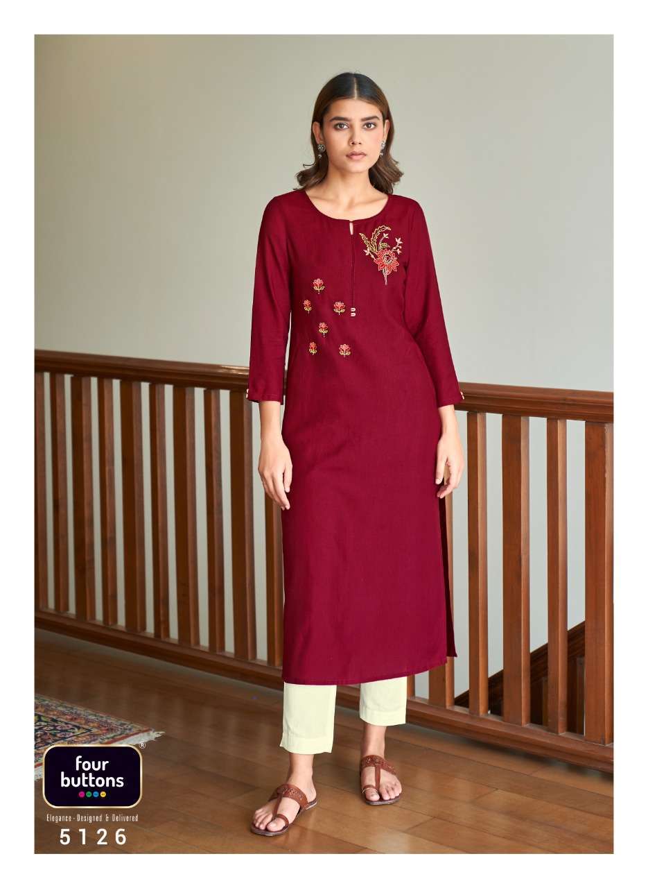 four buttons colors vol 12 series 5121-5128 heavy viscose kurti 