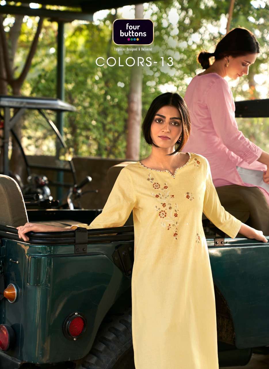 four buttons colors vol 13 series 1881-1888 heavy cotton linen kurti 