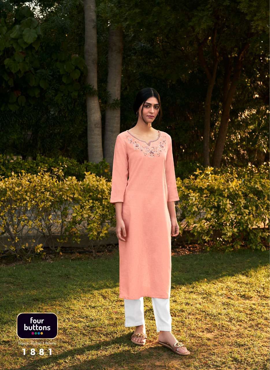 four buttons colors vol 13 series 1881-1888 heavy cotton linen kurti 