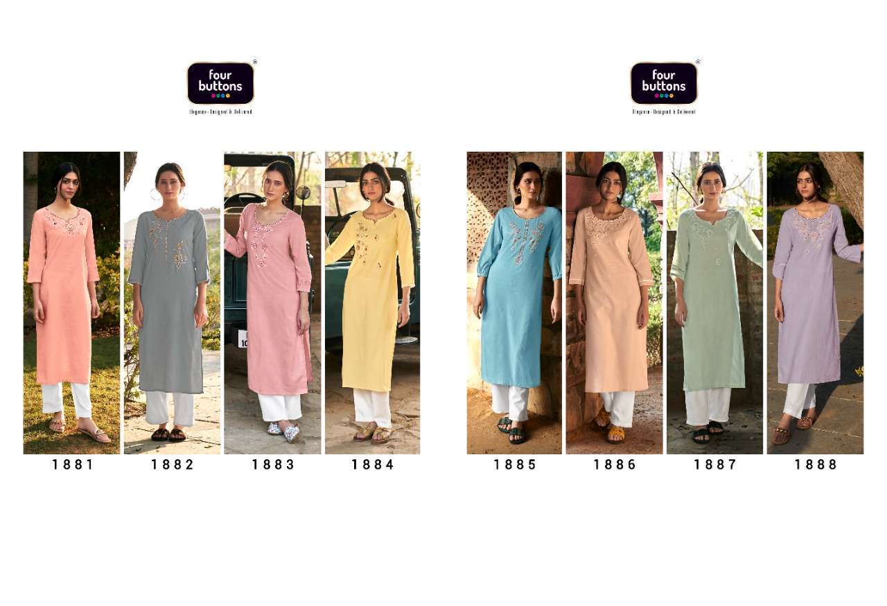 four buttons colors vol 13 series 1881-1888 heavy cotton linen kurti 