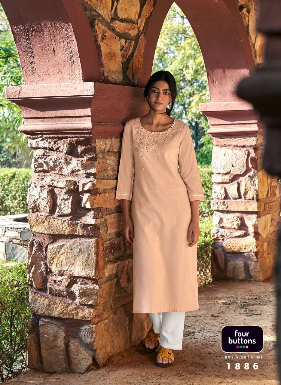 four buttons colors vol 13 series 1881-1888 heavy cotton linen kurti 