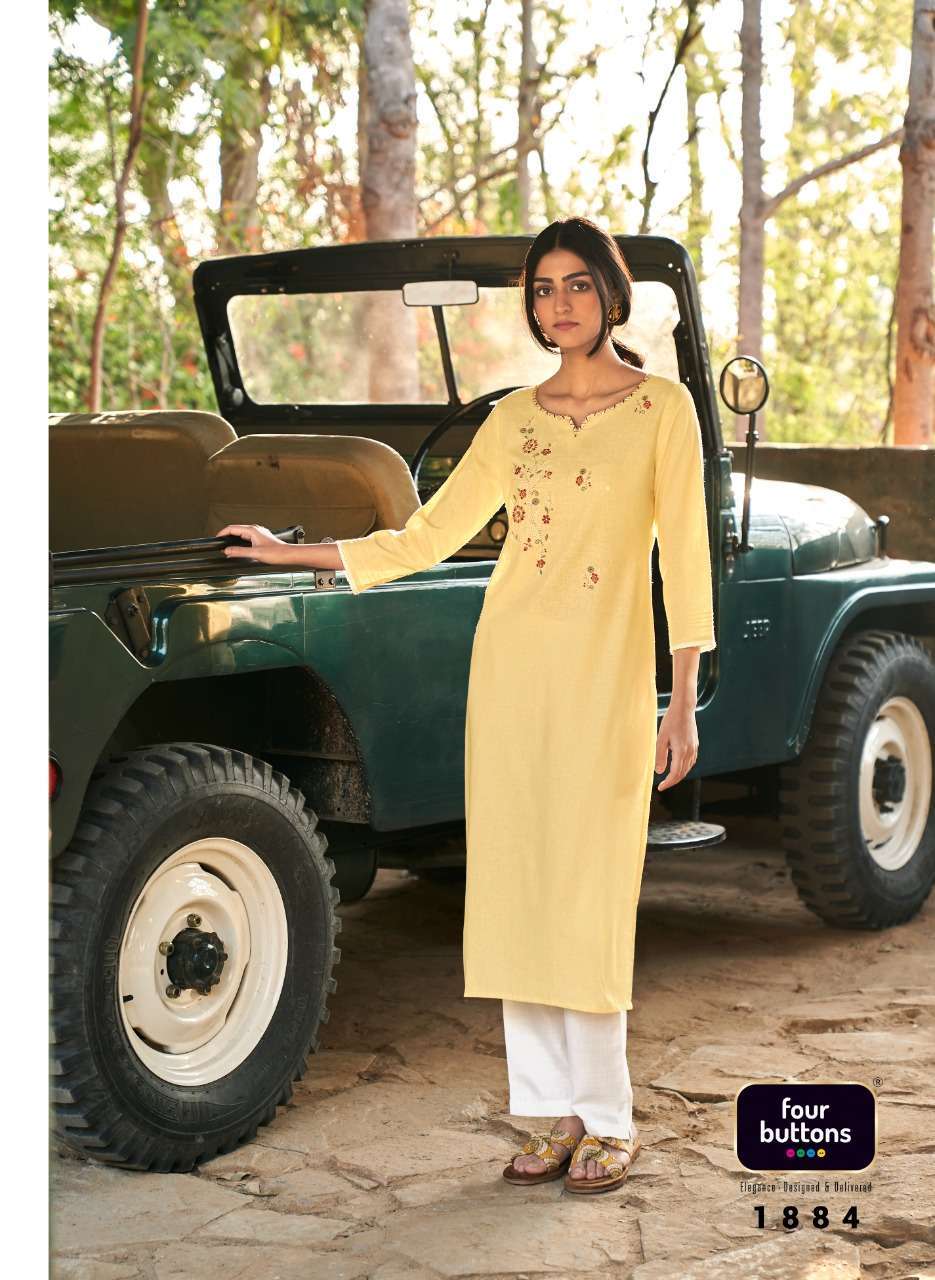 four buttons colors vol 13 series 1881-1888 heavy cotton linen kurti 