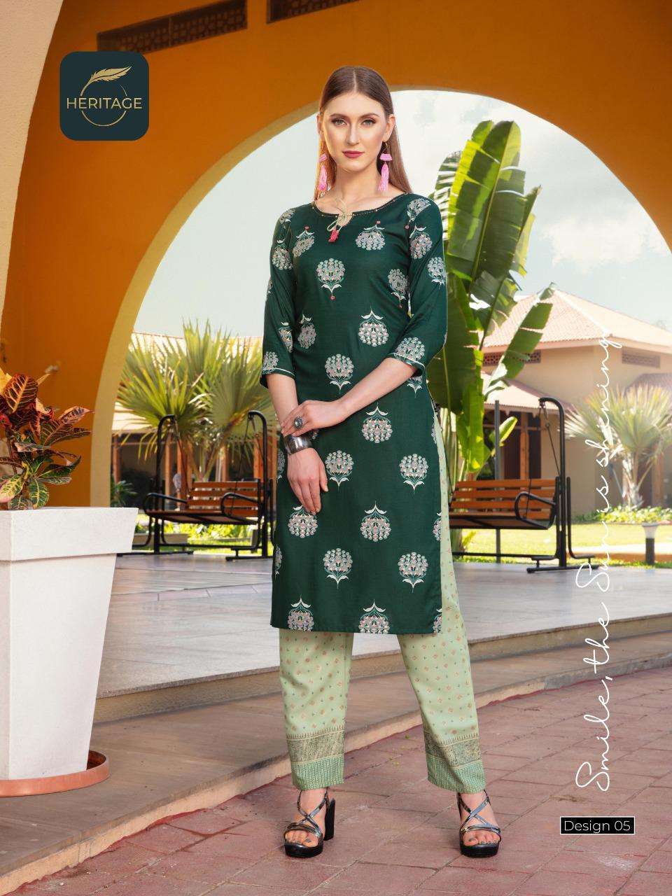 heritage ananta vol-2 series 01-07 rayon slub kurti 