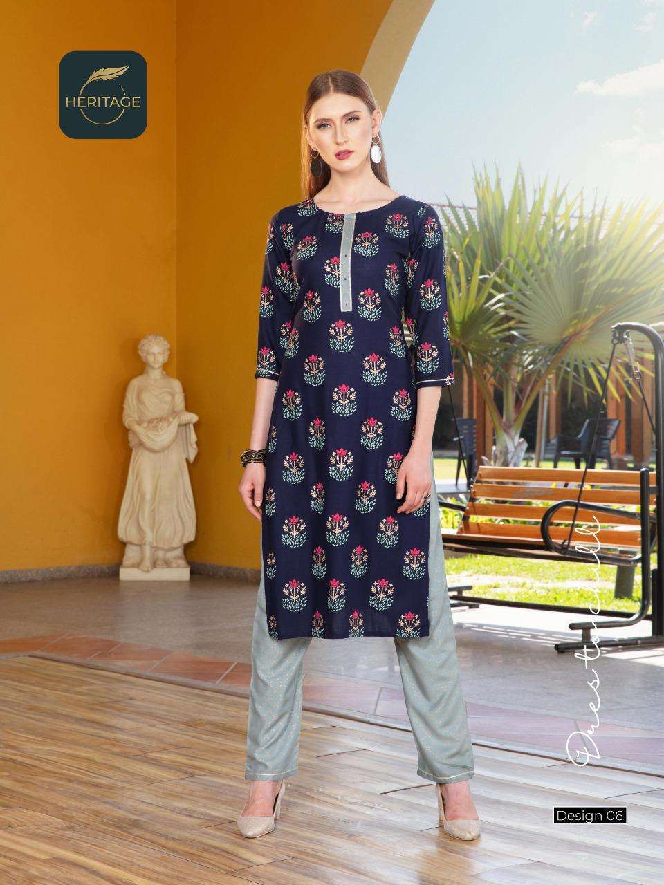 heritage ananta vol-2 series 01-07 rayon slub kurti 