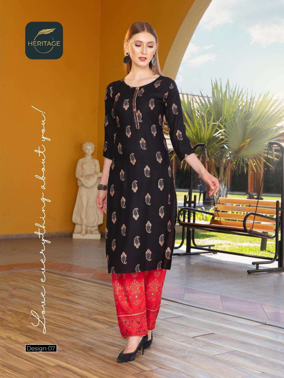 heritage ananta vol-2 series 01-07 rayon slub kurti 