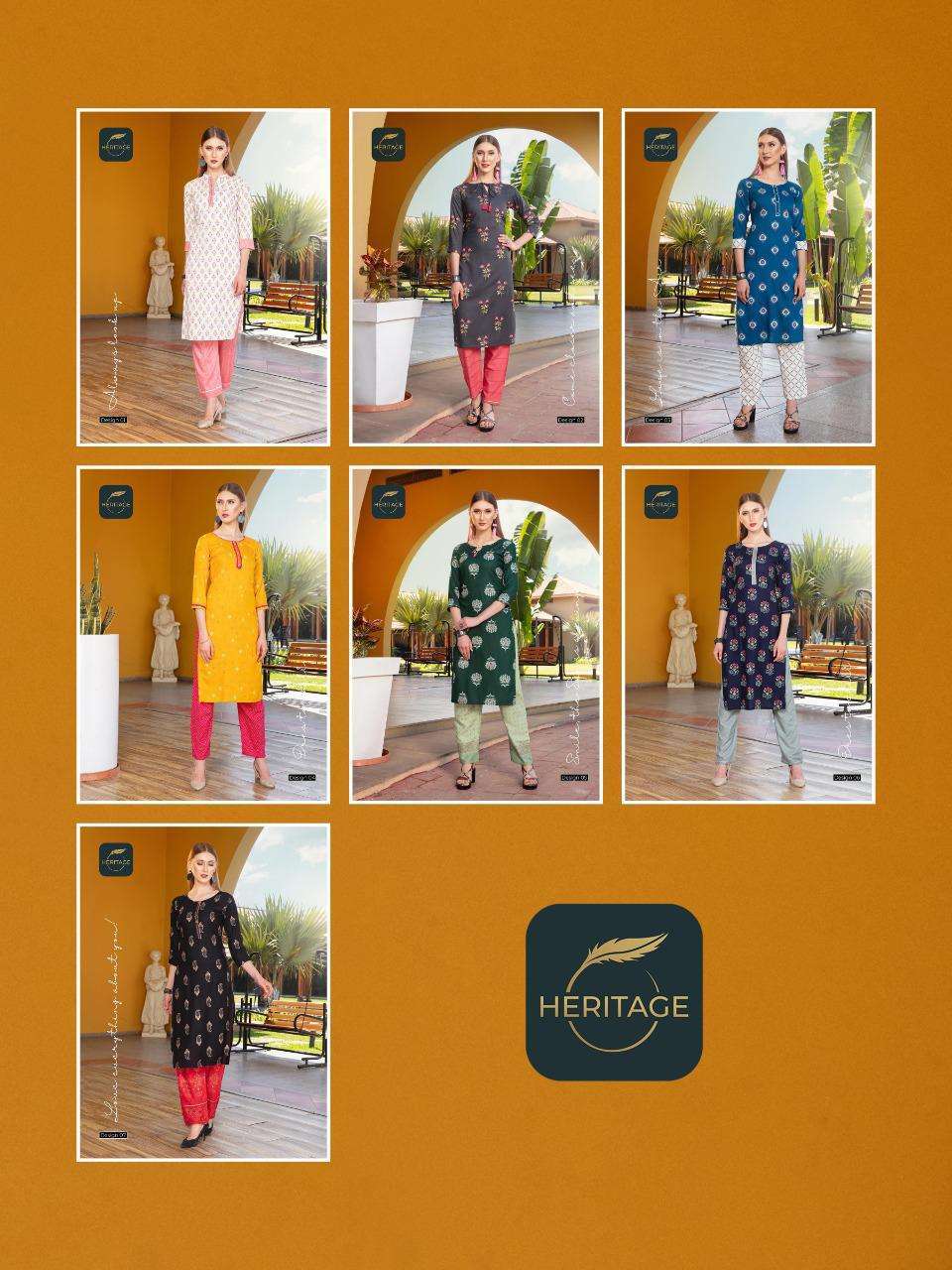 heritage ananta vol-2 series 01-07 rayon slub kurti 