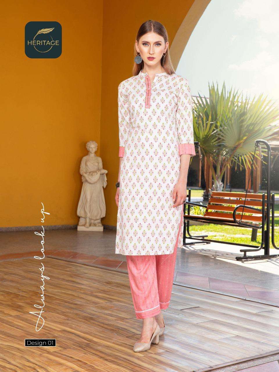 heritage ananta vol-2 series 01-07 rayon slub kurti 