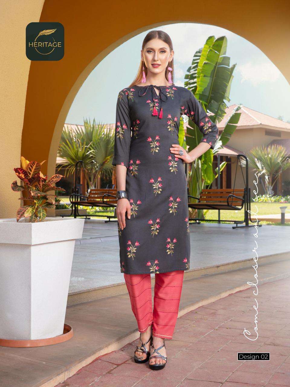 heritage ananta vol-2 series 01-07 rayon slub kurti 