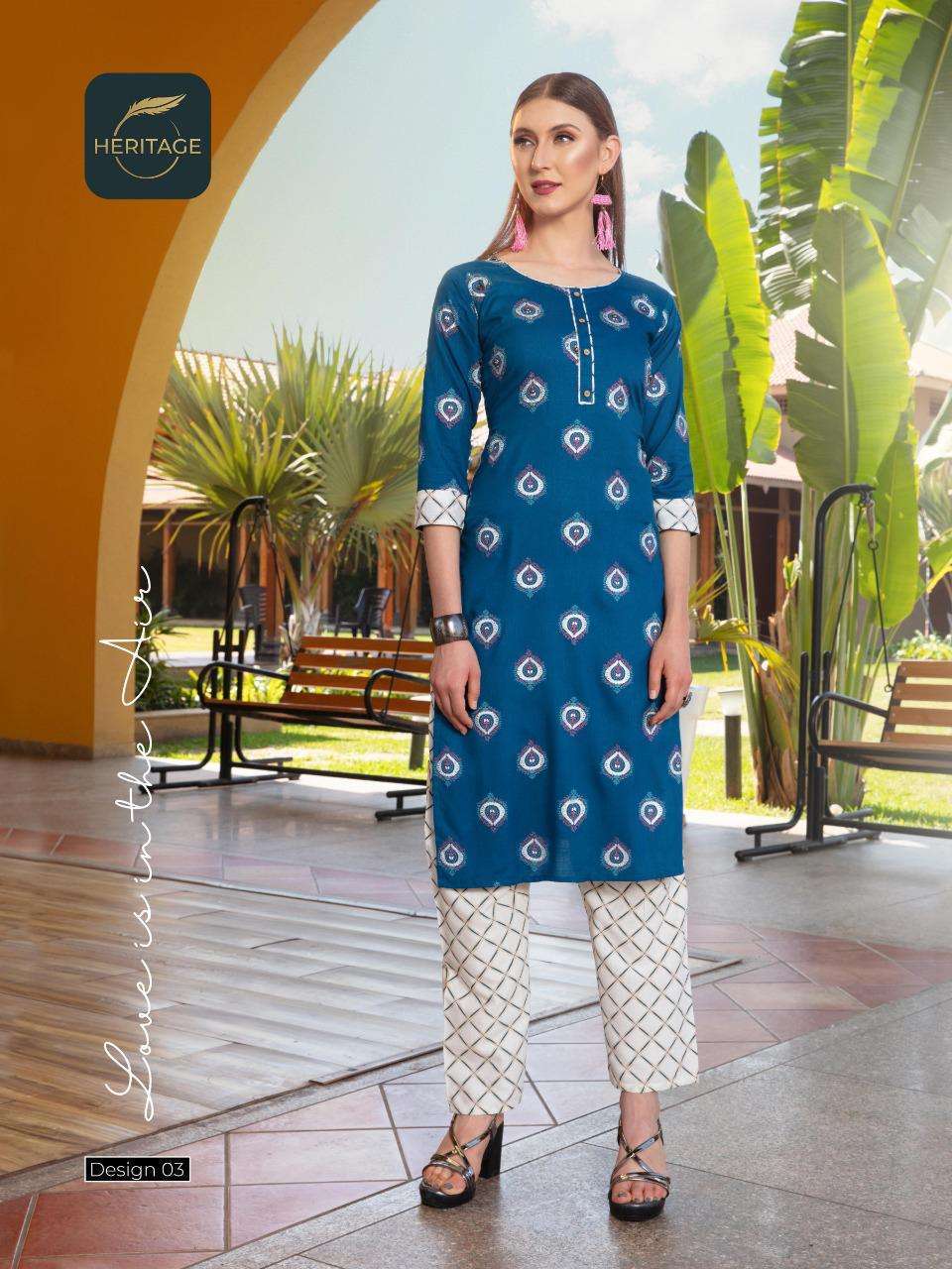 heritage ananta vol-2 series 01-07 rayon slub kurti 