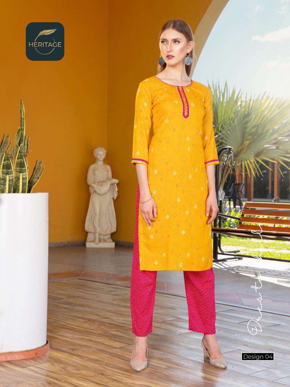 heritage ananta vol-2 series 01-07 rayon slub kurti 