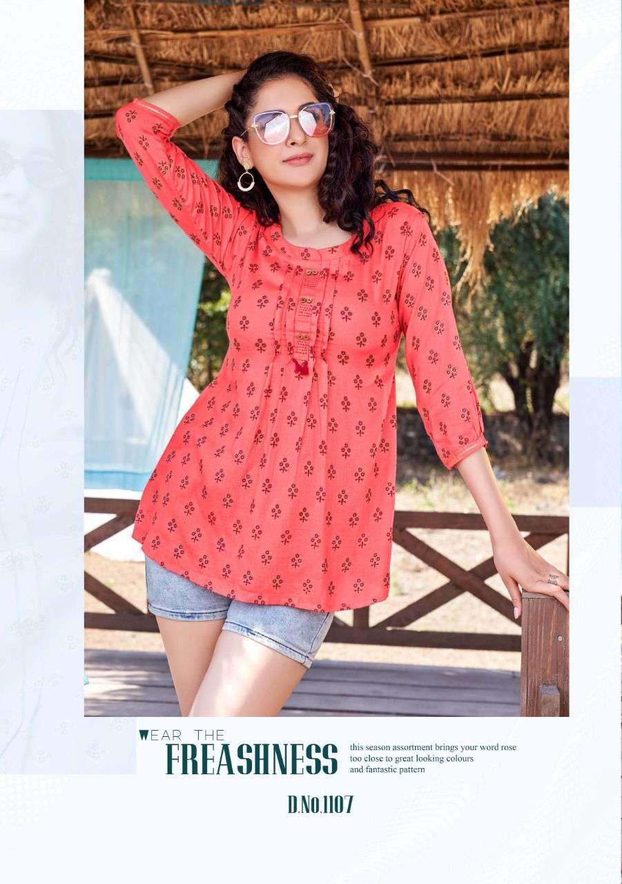 heritage bloom series 1101-1108 rayon slub kurti 