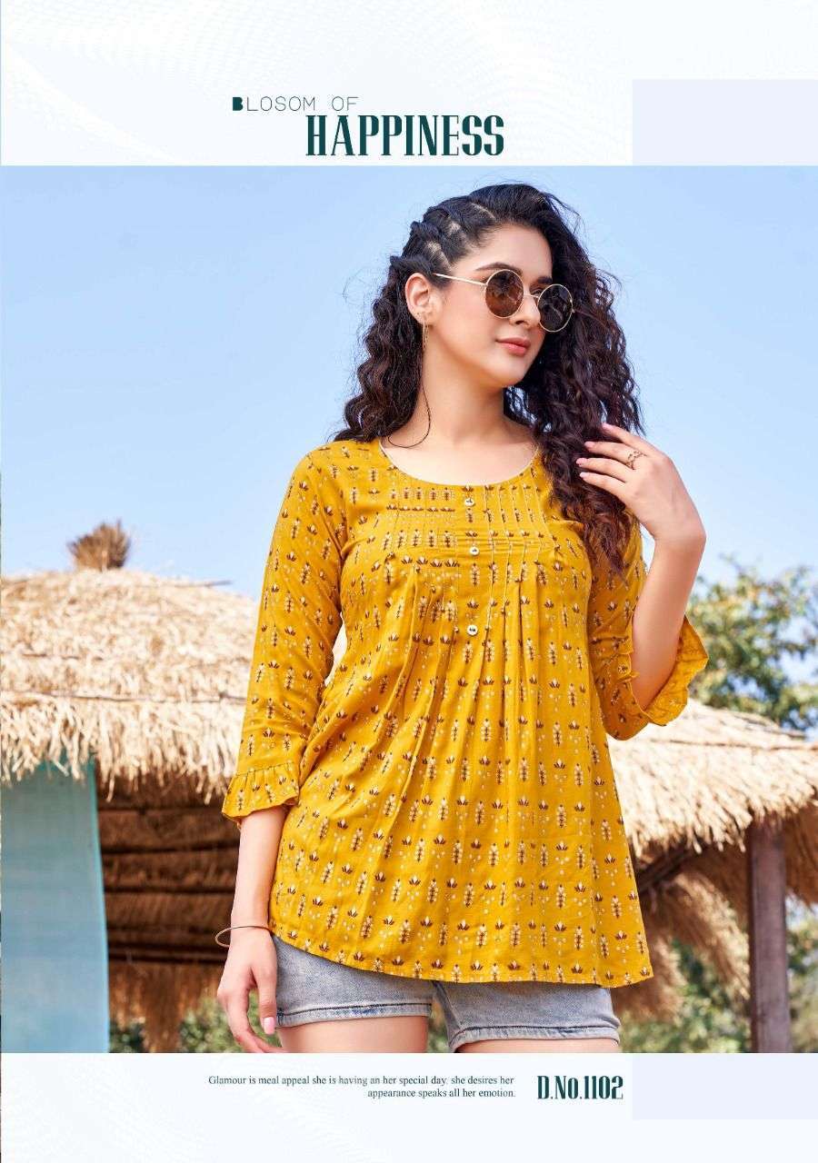 heritage bloom series 1101-1108 rayon slub kurti 
