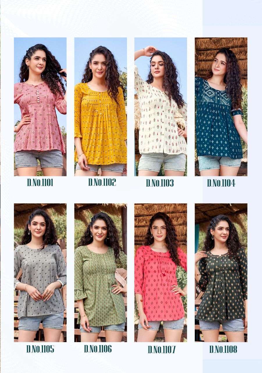 heritage bloom series 1101-1108 rayon slub kurti 