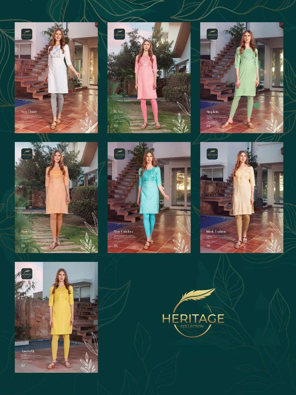 heritage elina series 01-07 rayon heavy lurex two toned kurti 
