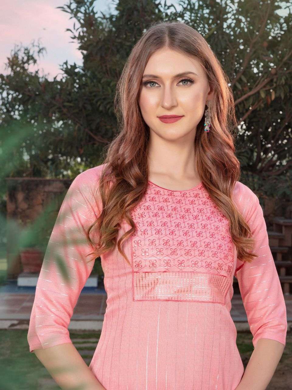 heritage elina series 01-07 rayon heavy lurex two toned kurti 