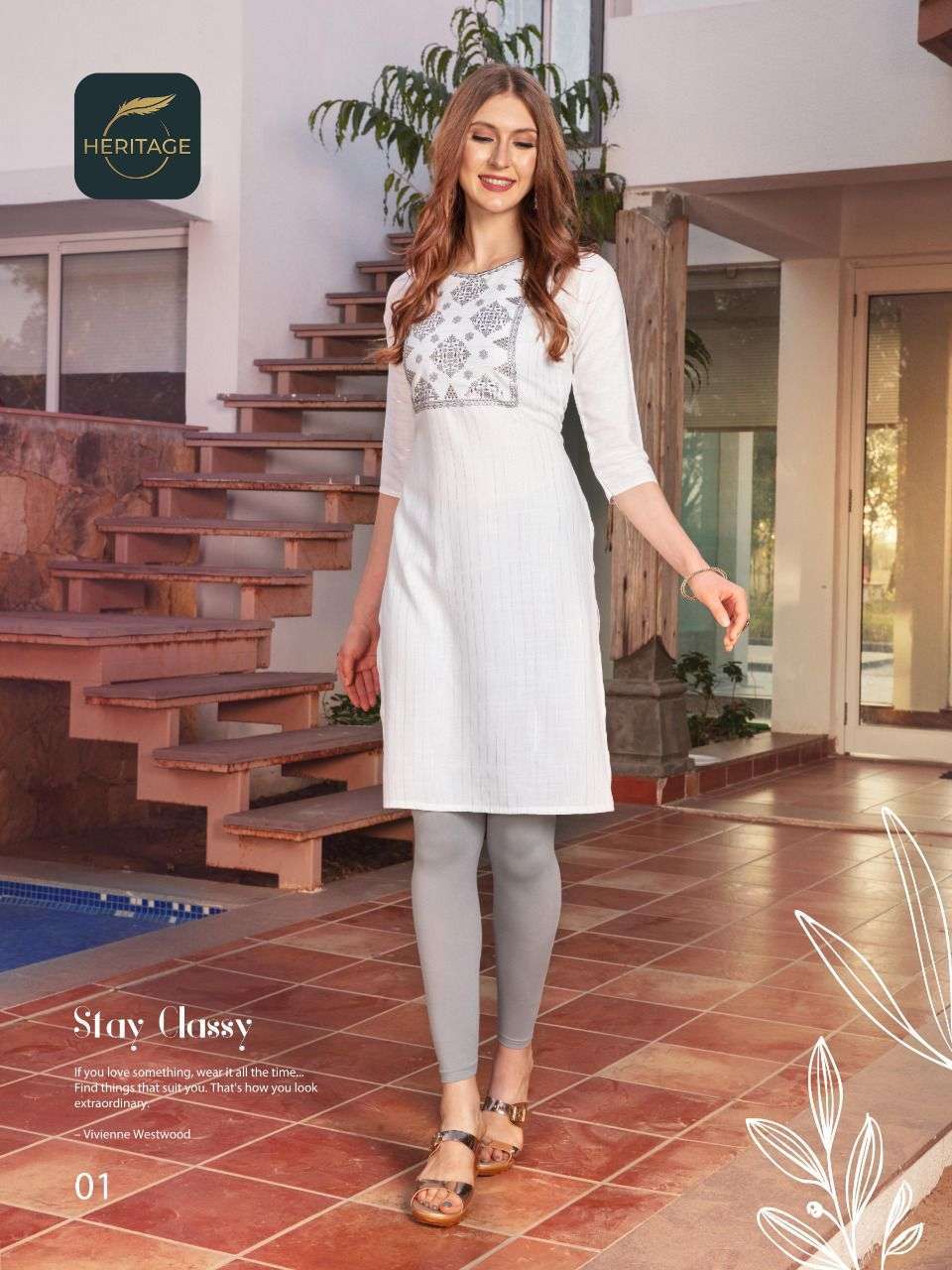 heritage elina series 01-07 rayon heavy lurex two toned kurti 
