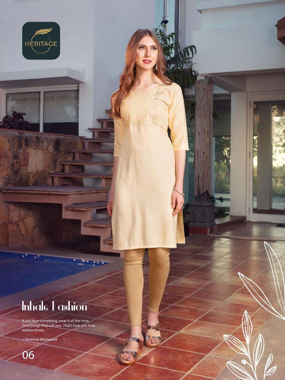 heritage elina series 01-07 rayon heavy lurex two toned kurti 