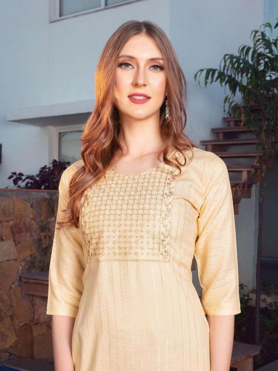 heritage elina series 01-07 rayon heavy lurex two toned kurti 
