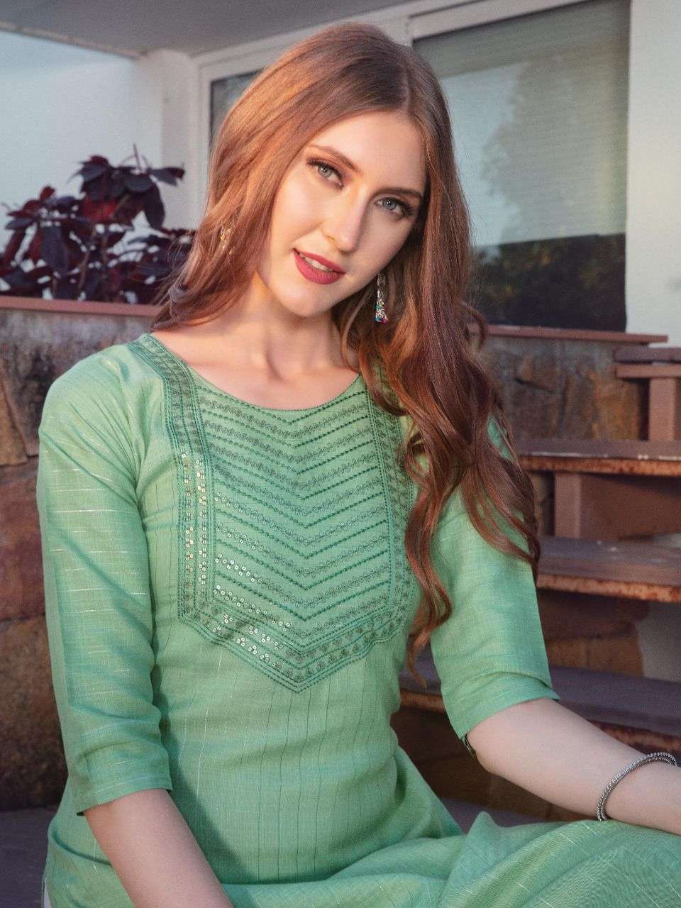 heritage elina series 01-07 rayon heavy lurex two toned kurti 