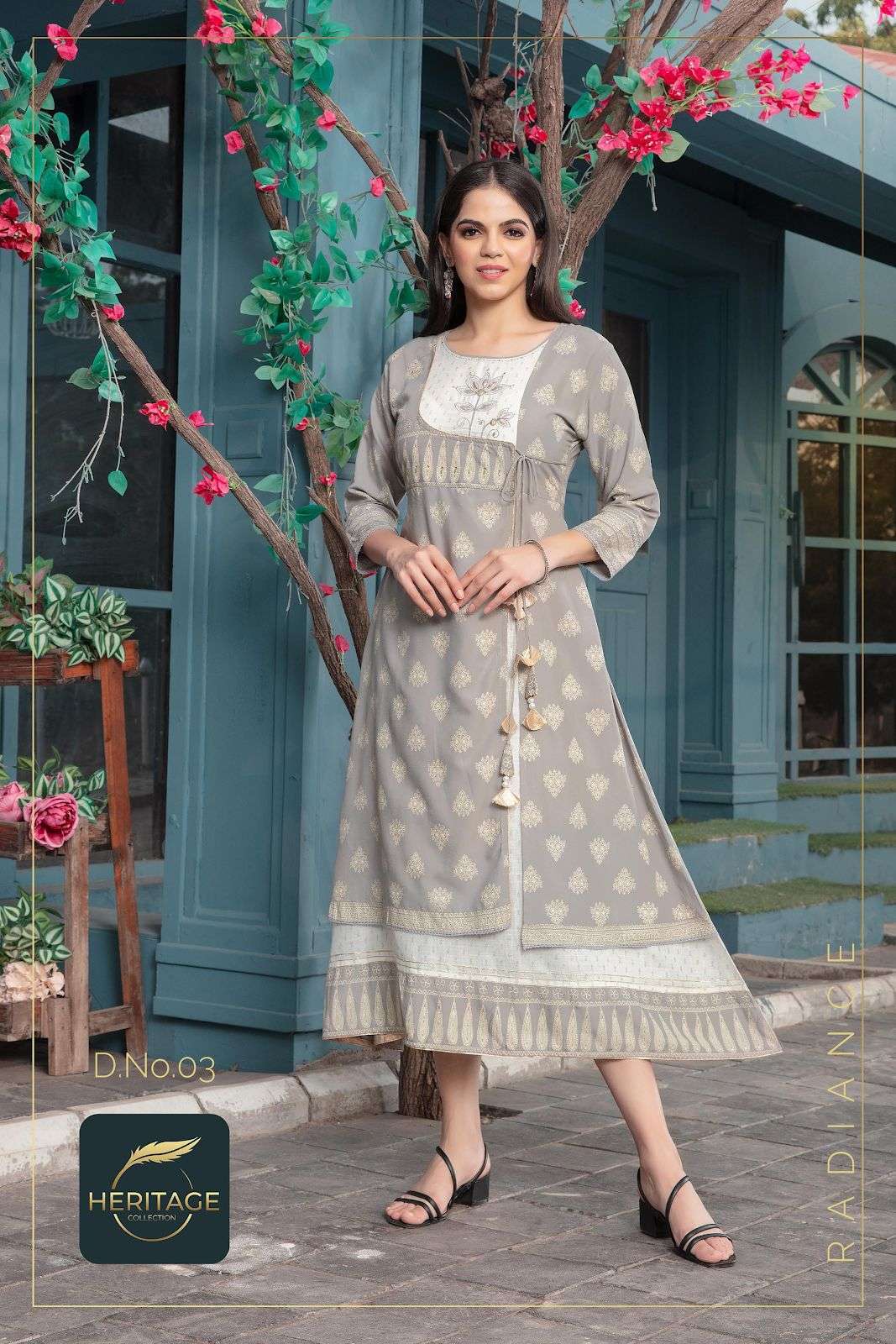 heritage elite series 01-05 rayon printed heavy soft viscose kurti 
