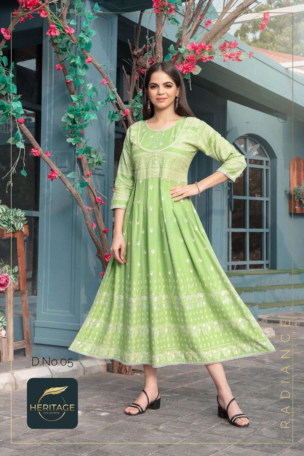 heritage elite series 01-05 rayon printed heavy soft viscose kurti 