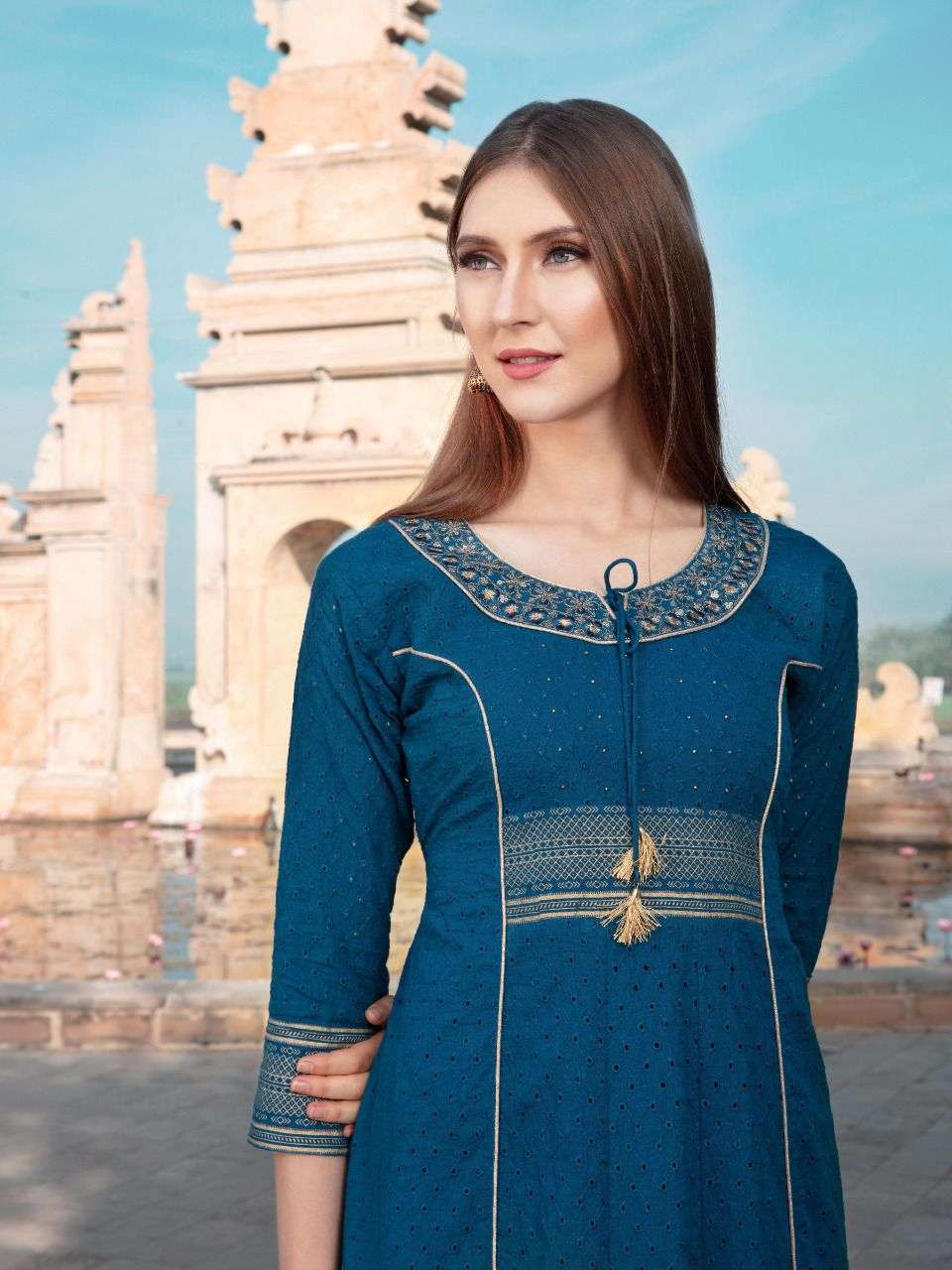 heritage sahiba series 01-05 premium schiffli cotton kurti 