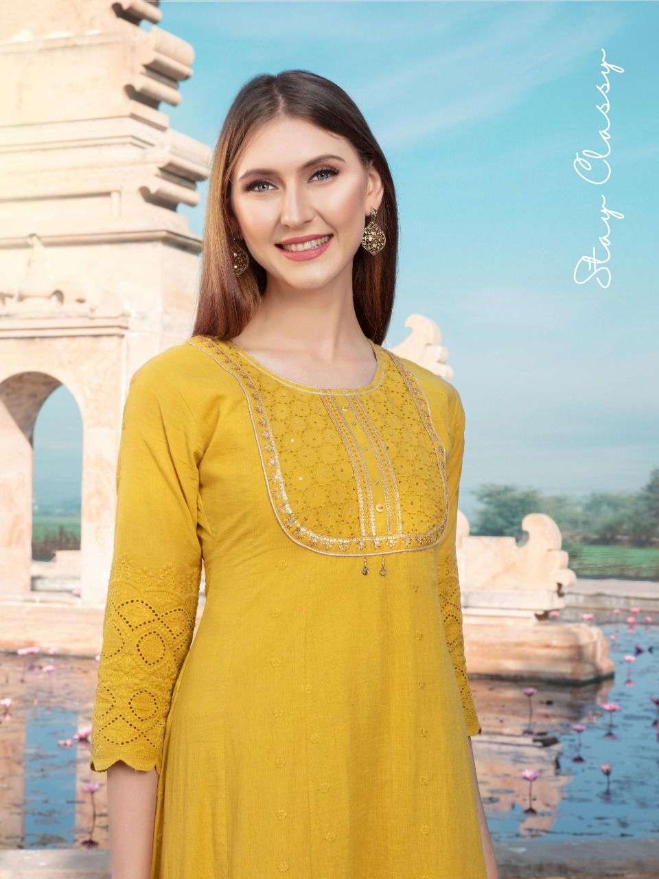 heritage sahiba series 01-05 premium schiffli cotton kurti 