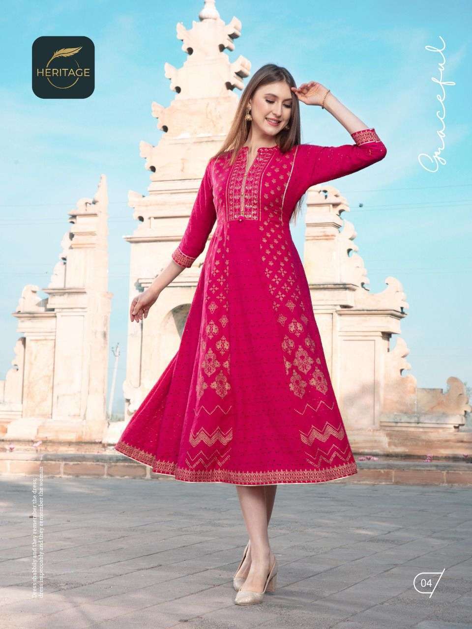 heritage sahiba series 01-05 premium schiffli cotton kurti 