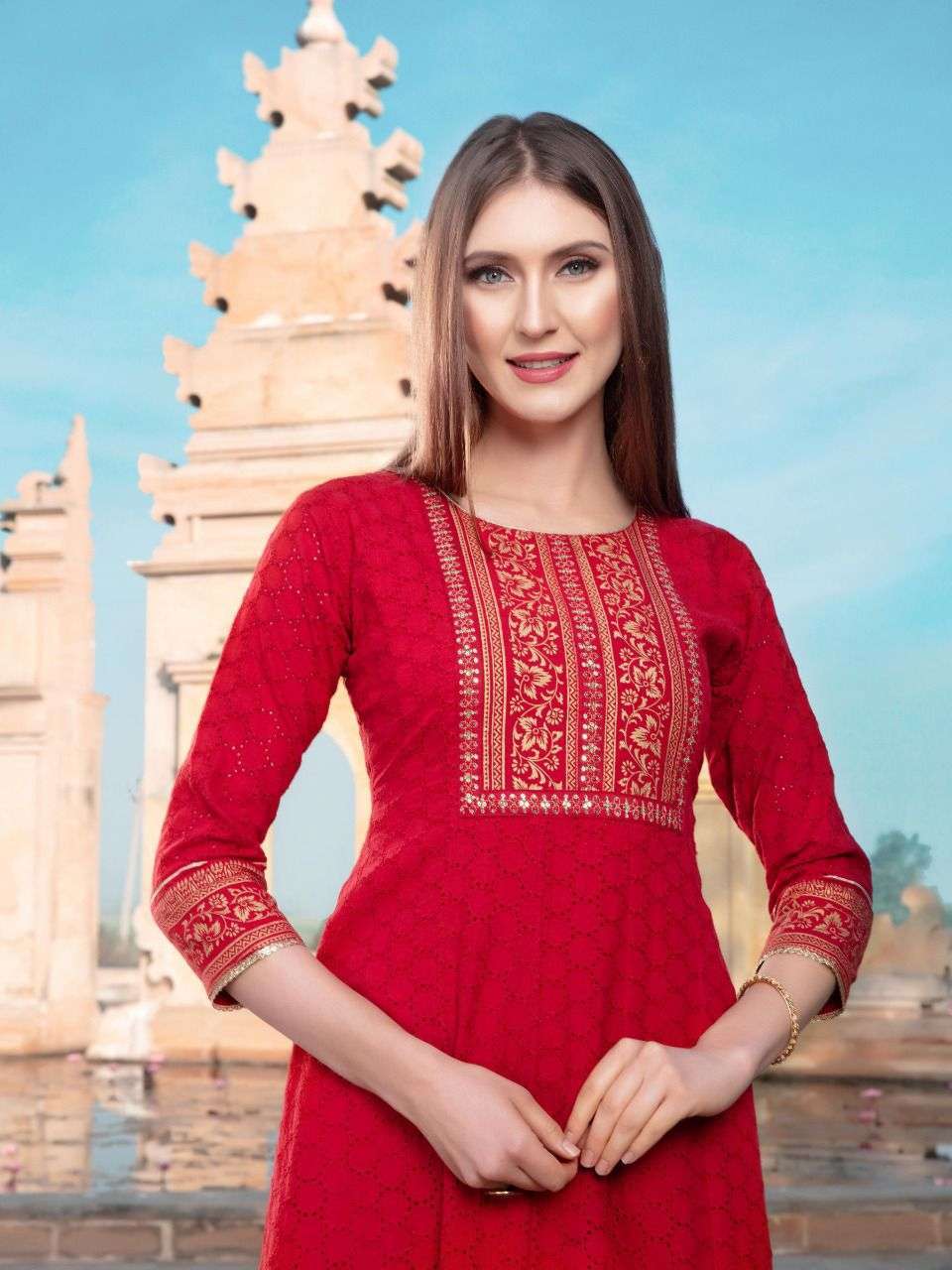 heritage sahiba series 01-05 premium schiffli cotton kurti 