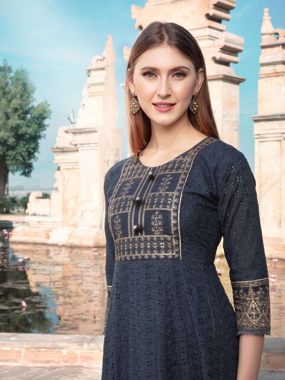 heritage sahiba series 01-05 premium schiffli cotton kurti 