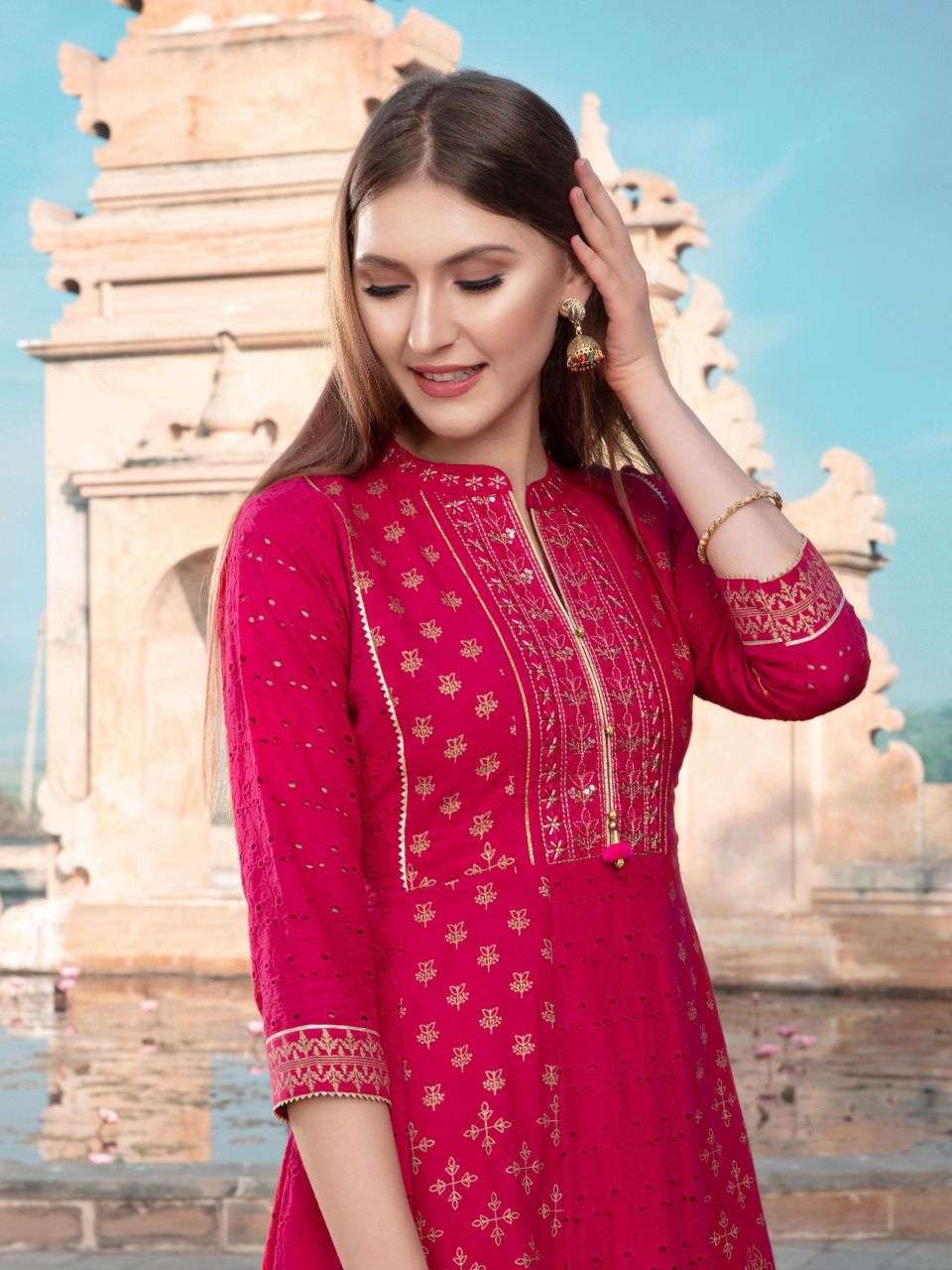 heritage sahiba series 01-05 premium schiffli cotton kurti 