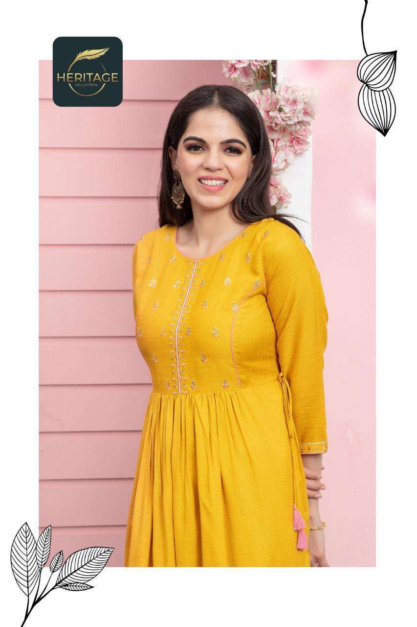 heritage sayesha vol-2 series 001-006 rayon two tone kurti