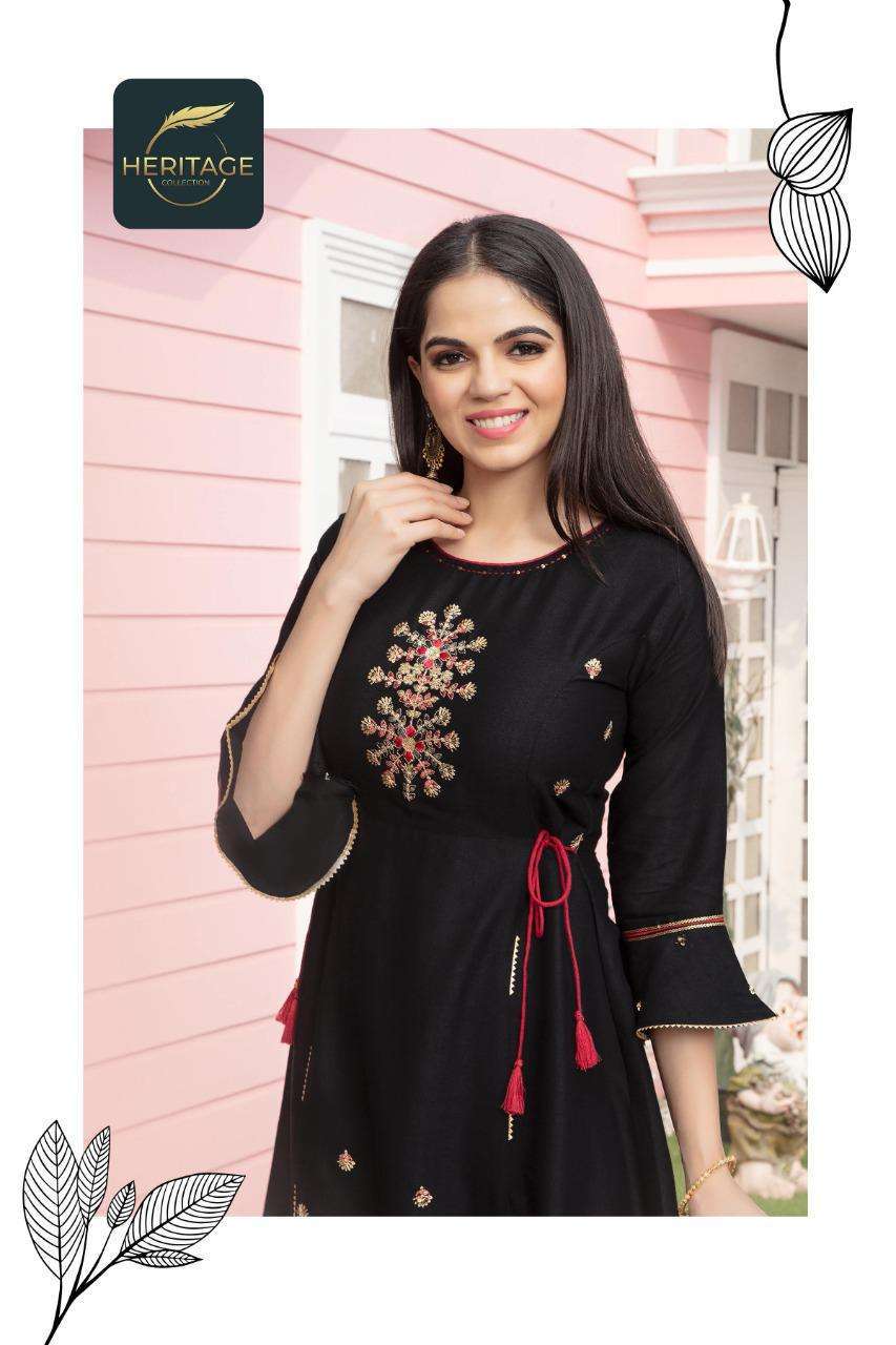 heritage sayesha vol-2 series 001-006 rayon two tone kurti