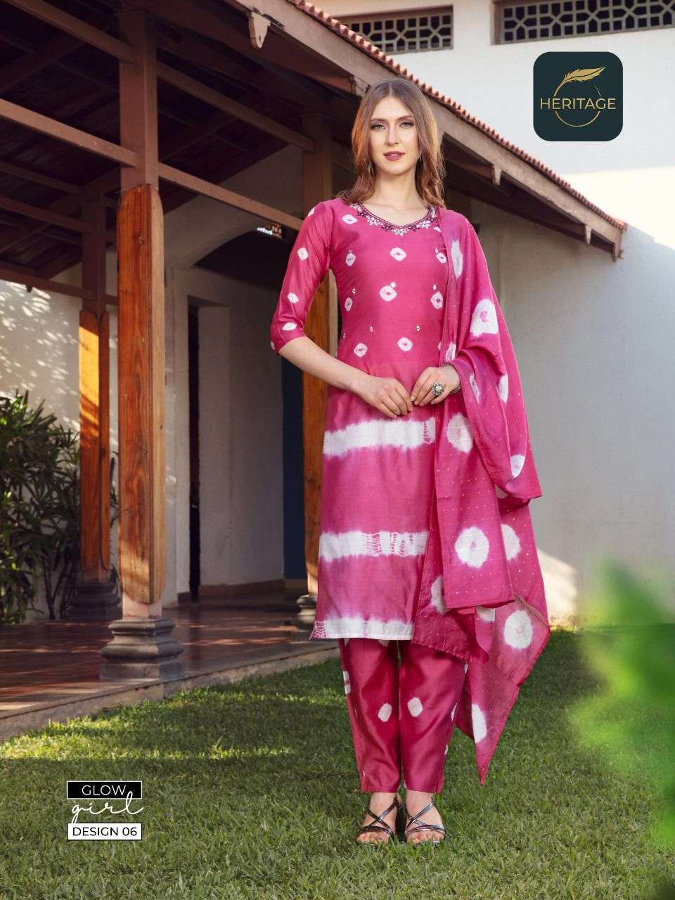 heritage tanishq series 01-06 premium silk chanderi readymade suit 