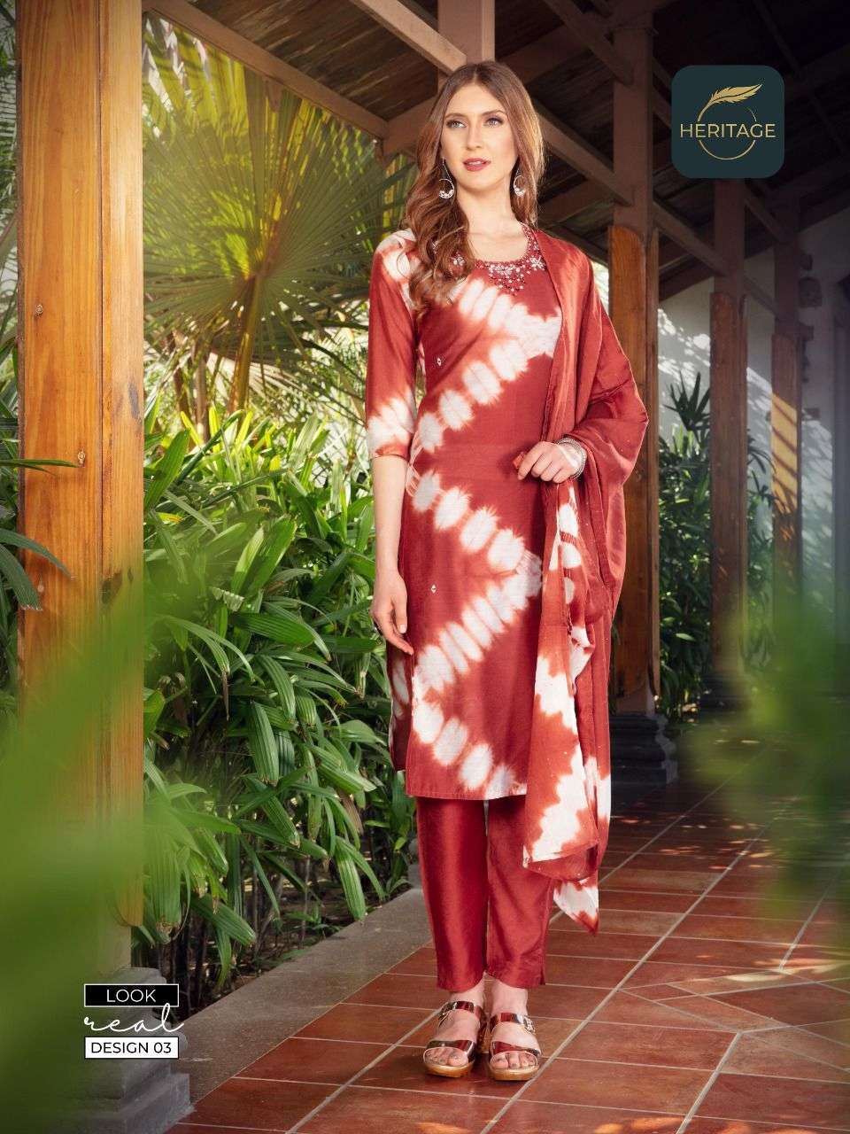 heritage tanishq series 01-06 premium silk chanderi readymade suit 