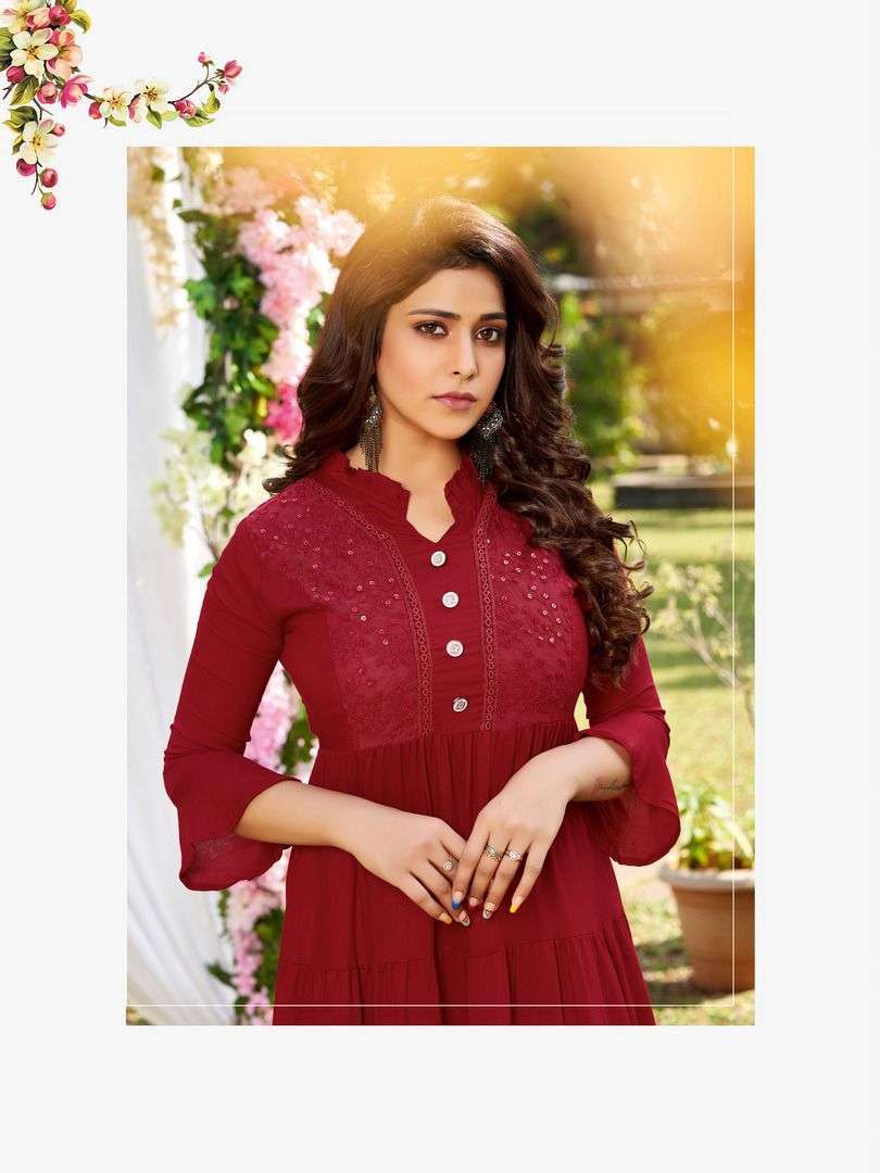heritage trendy series 1001-1007 rayon heavy soft viscose liquid kurti