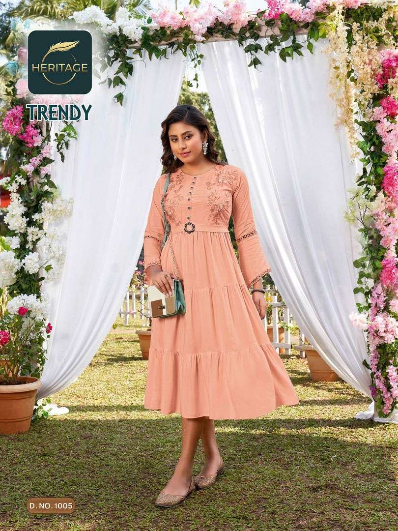 heritage trendy series 1001-1007 rayon heavy soft viscose liquid kurti