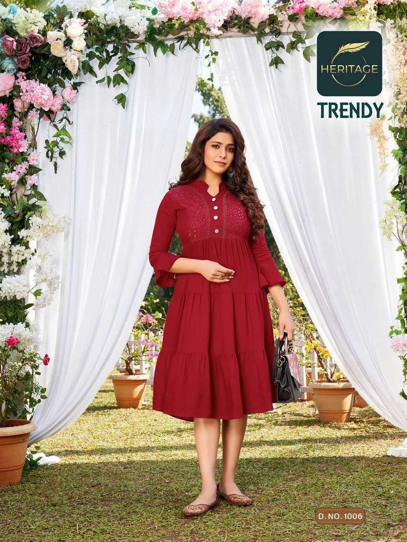 heritage trendy series 1001-1007 rayon heavy soft viscose liquid kurti