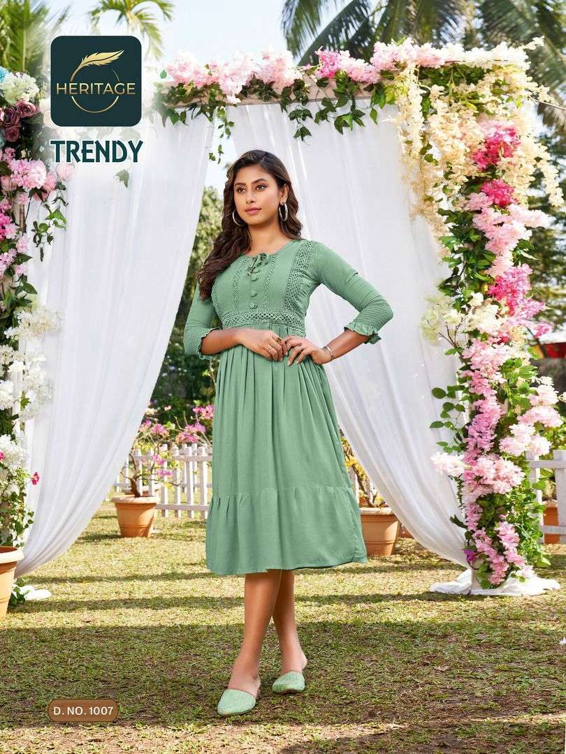 heritage trendy series 1001-1007 rayon heavy soft viscose liquid kurti