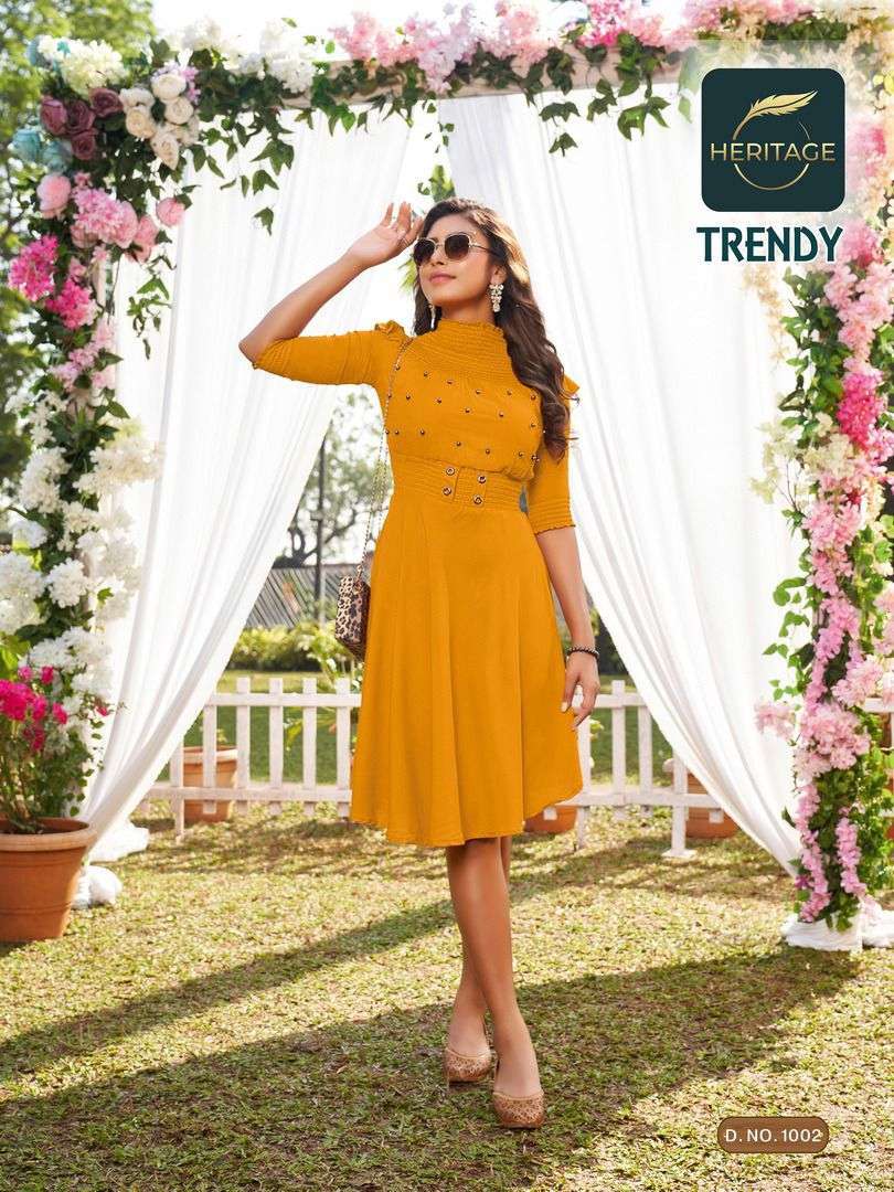heritage trendy series 1001-1007 rayon heavy soft viscose liquid kurti