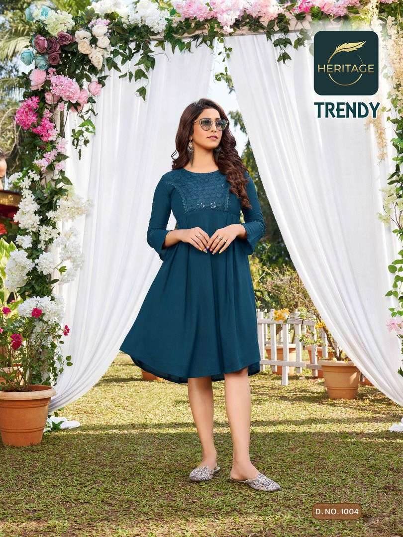 heritage trendy series 1001-1007 rayon heavy soft viscose liquid kurti
