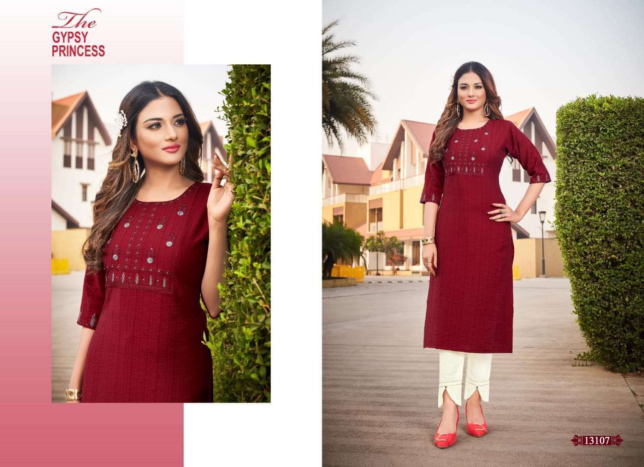 kalaroop score series 13105-13110 fancy rayon kurti 