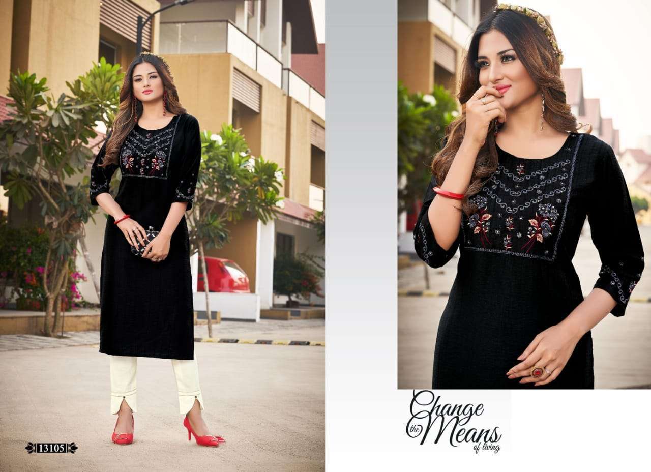 kalaroop score series 13105-13110 fancy rayon kurti 