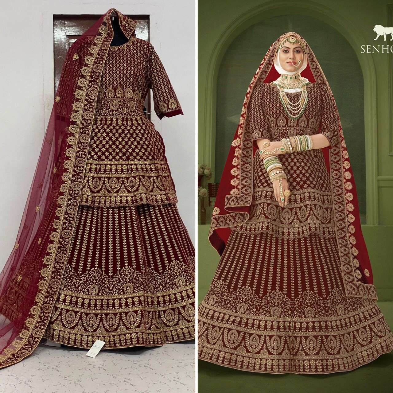 SENHORA DRESSES PEPLUM BRIDAL HERITAGE VOL-8 DESIGNER VELVET LEHENGA 