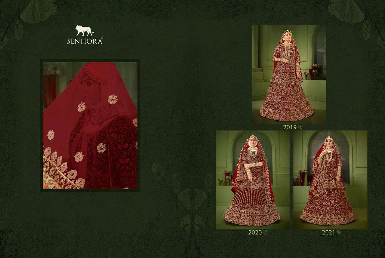 SENHORA DRESSES PEPLUM BRIDAL HERITAGE VOL-8 DESIGNER VELVET LEHENGA 